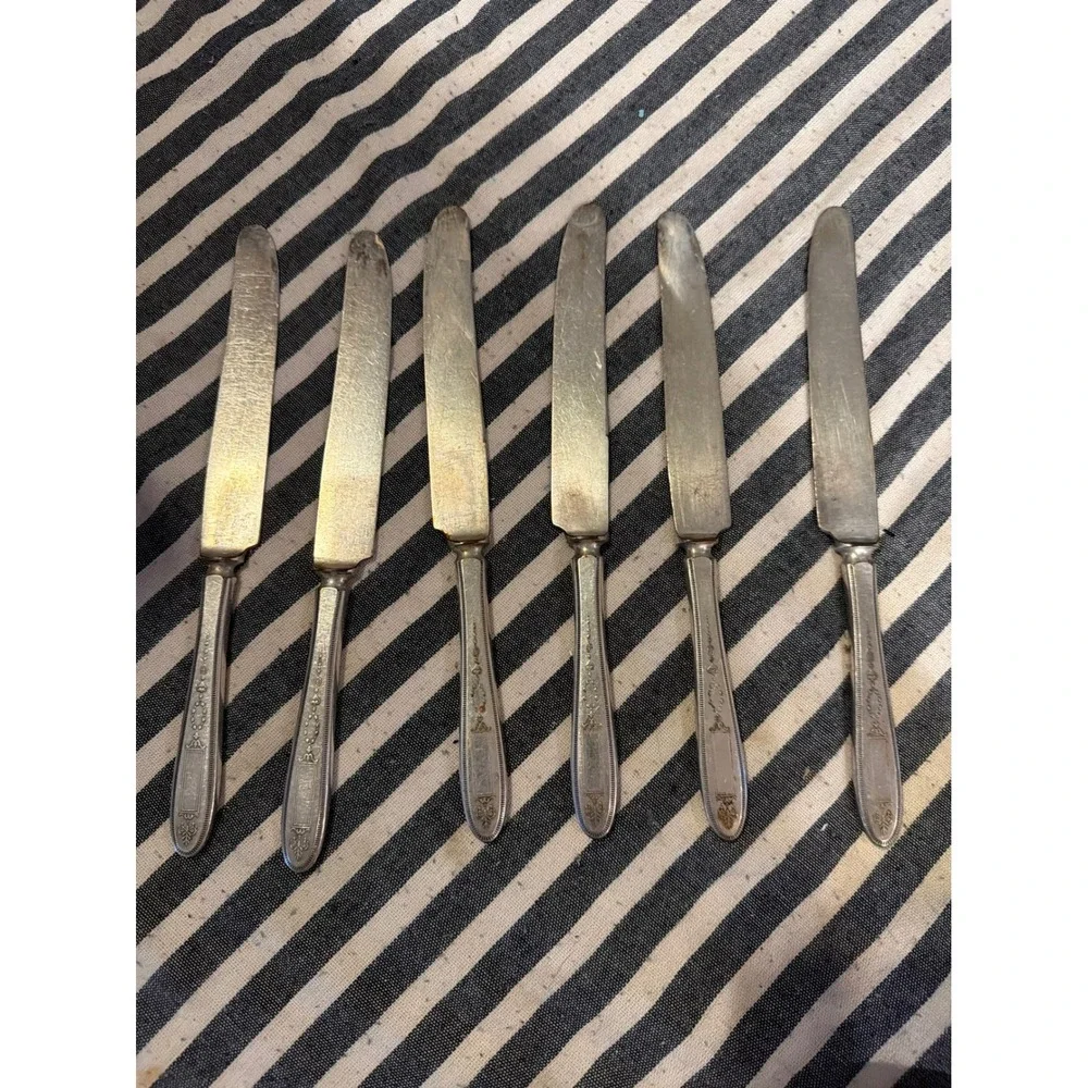 Oneida Grosvenor Set of 6 Vintage Silverplate Dinner Knives